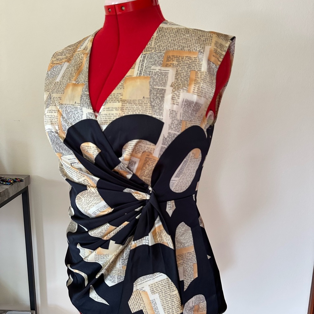 NIC+ZOE Black and Cream Print Blouse